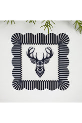 Decorative Edge Deer Design Washable Fabric Napkin 1 Piece